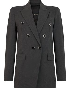 Pinko Double-Breasted Jacket Viscose Blazers - Black