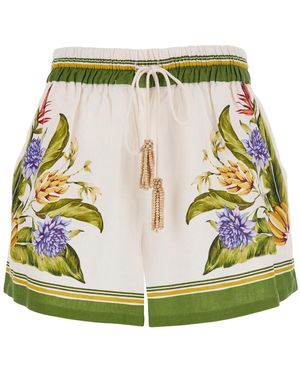 FARM Rio Shorts Tropical Scarf Sand Cotton - Green