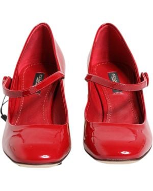 Dolce & Gabbana Leather Dg Logo Heels Sandals Shoes - Red