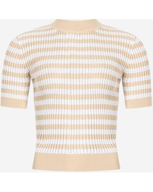 Patou Cotton Jumper With Striped Pattern - Natural