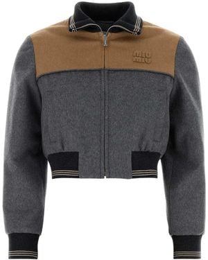 Miu Miu Two-Tone Velour Jacket - Black
