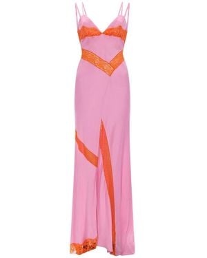 MSGM Lace-Trim Dress Acetate - Pink