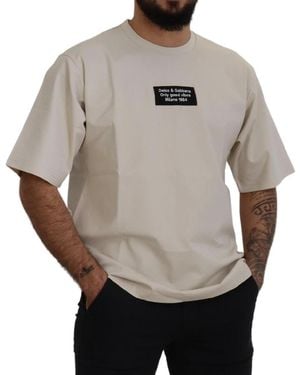 Dolce & Gabbana Ivory Cotton Ivory Printed Crewneck - Grey