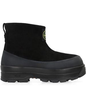 Stone Island Ankle Boots Suede Calf Leather - Black