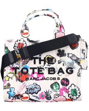 Marc Jacobs The Sticker Canvas Small Tote Bag - White