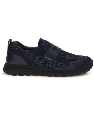 Prada Calf Leather Bos Taurus Athletic Trainers - Blue