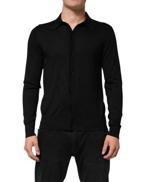 Dolce & Gabbana Silk Button Up Lightweight Jumper Clothing - Black