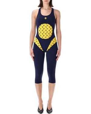 Marine Serre Moon Print Athleisure Catsuit - Blue