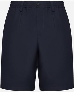 Marni Virgin Wool Pleated Shorts - Blue