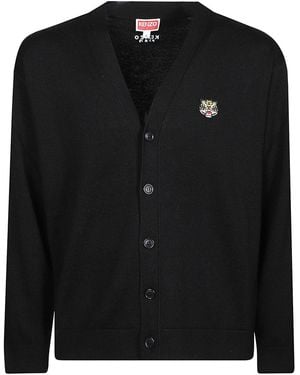 KENZO Wool Tiger Intarsia Cardigan - Black