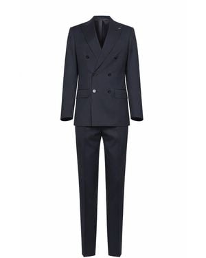D 40 Virgin Wool Positano Double-Breasted Suit - Blue