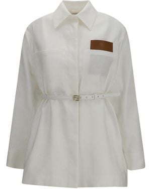 Fendi Linen And Cotton Belted Jacket Linen - Gray