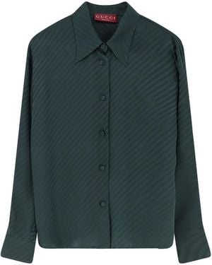 Gucci Silk Shirt With Diagonal Motif - Green