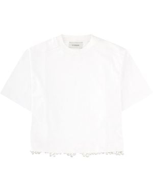 Sportmax T-Shirt "Palmas" Con Perle Ricamate - White