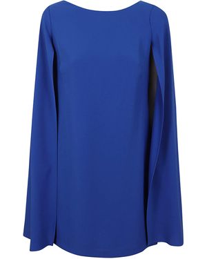 Ralph Lauren Petra Long Sleeve Cocktail Dress Poliestere Abito - Blue