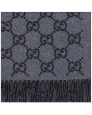Gucci Scarf Gg Cashmere Graphite - Grey