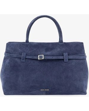 MANU Atelier Le Cambon 35 Suede Handbag - Blue