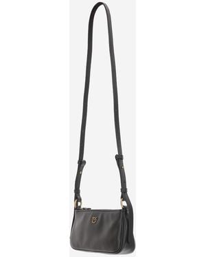 Pinko Half Moon Baguette Mini Leather Bag Shoulder - Black