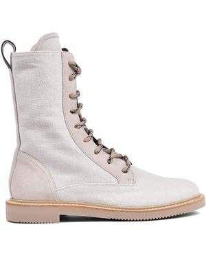 Brunello Cucinelli Light Canvas Combat Boots - Multicolour