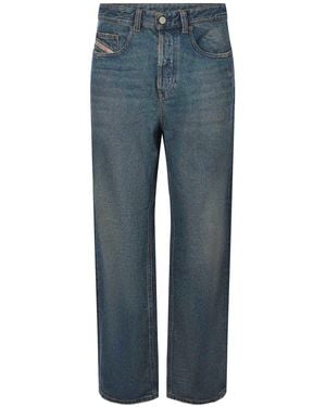 DIESEL Cotton Stonewash Wide-Leg Jeans - Blue