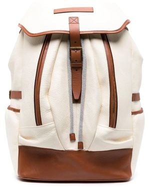Brunello Cucinelli Logo-Patch Grained-Leather Backpack One Colour - Brown