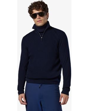 Sease Sease Waffle Knit Half-Zip Sweater - Blue