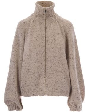 Fabiana Filippi Cashà Lurex Wool-Blend Bomber Jacket - Brown