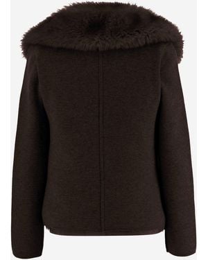 Bruno Manetti Wool And Cashmere Jacket With Fur Trim Virgin - Black