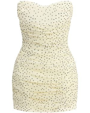 Magda Butrym Polka Dot Mini Draped Silk Dress - Natural