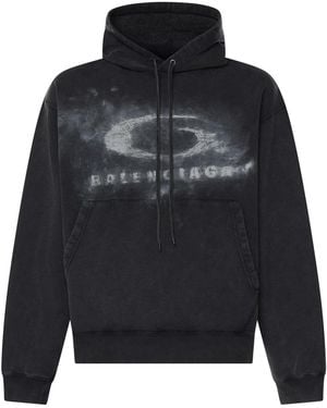 Balenciaga Washed Crayon Loop Dry Fleece Sweatshirt - Black