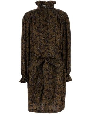 Saint Laurent Printed Twill Dress - Brown