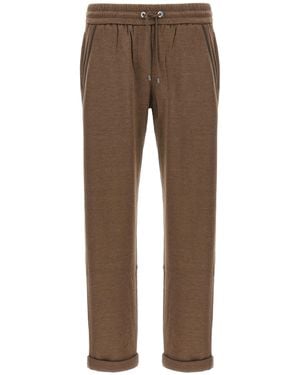 Brunello Cucinelli Shiny Pocket Detail Joggers - Brown