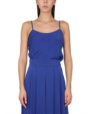 Max Mara Tuxedo Top Silk Charmeuse Fabric: Silk; Lining: Acetate Tops - Blue