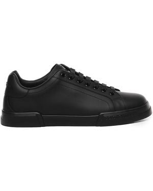 Dolce & Gabbana Portofino Leather Sneakers - Black