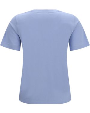 Burberry Embroidered Logo Cotton T-Shirt - Blue