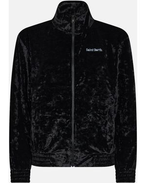 MC2 Saint Barth Miriam Chenille Sweatshirt With Embroidery Jacket - Black