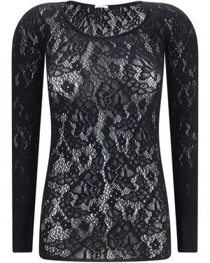 Wolford Infinite Rose Net Long-Sleeve Top - Black
