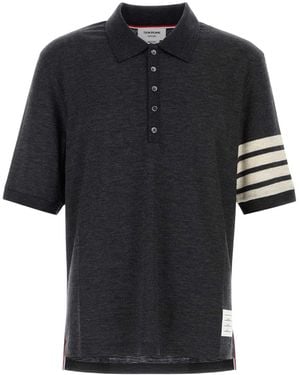 Thom Browne Dark Wool Polo Shirt - Black