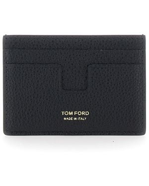 Tom Ford Card Metal Back Calf Leather Products - Black