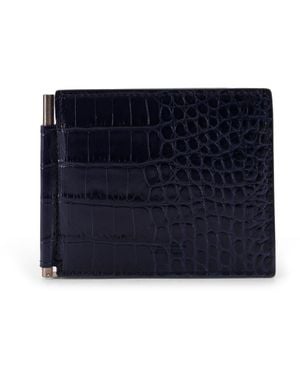 Tom Ford Croco Print Leather Wallet - Blue