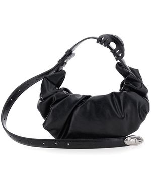 DIESEL 'Grab D' Handbag With Adjustable Shoulder Strap And Hair Clip Detail On The Handle - Black