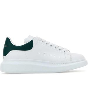 McQueen Leather Trainers With Dark Leather Heel - White