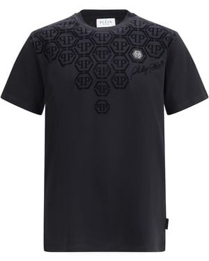 Philipp Plein Round Neck Degradé Monogram T-Shirt - Black