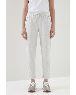 Brunello Cucinelli Light Cotton Blend Trousers - White