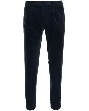 Michael Coal Pleated Cotton Pants - Blue