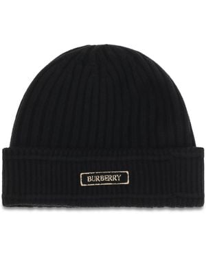 Burberry Wool Beanie Merino Ovis Aries Hats E Hairbands - Black