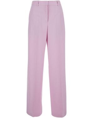 MSGM Pants With High Waist And Welt Pockets Viscose Polyester Elastane Pants - Purple
