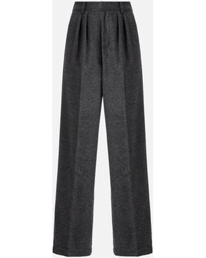 MC2 Saint Barth Marcel Straight-Leg Trousers Melange With Pleats Pant - Black