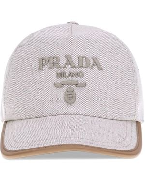 Prada Logoed Baseball Hat - White