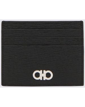 Ferragamo Leather Gancini Card Holder - Black